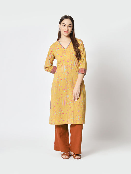 Mustard 'Sitaare' Straight Kurta