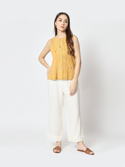 Mustard 'Sitaare' Pleat Top