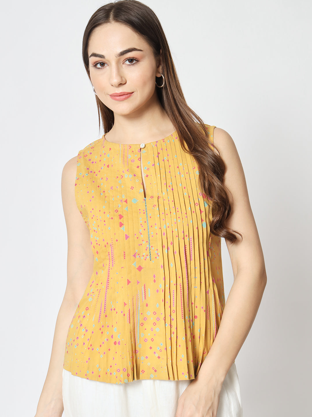 Mustard 'Sitaare' Pleat Top