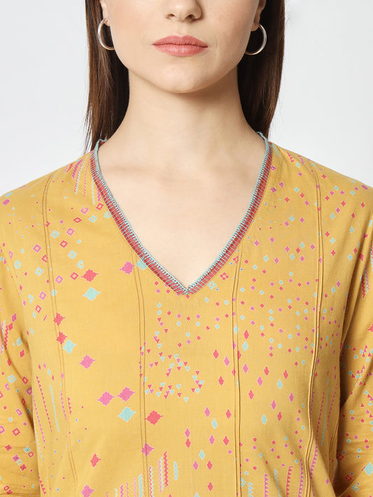 Mustard 'Sitaare' Straight Kurta