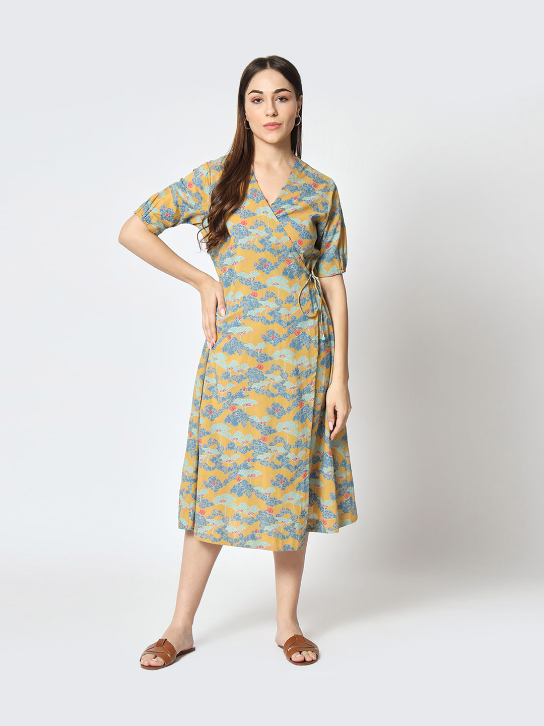 Mustard 'Baadal' Wrap Dress