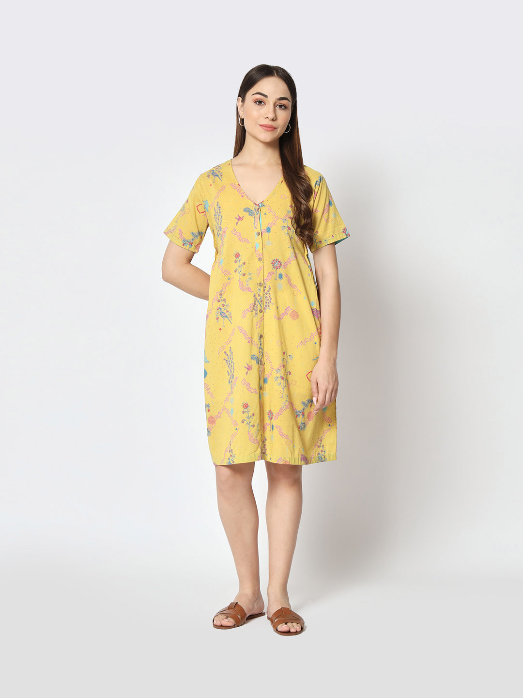 Tuscany 'Firdous' V neck Dress