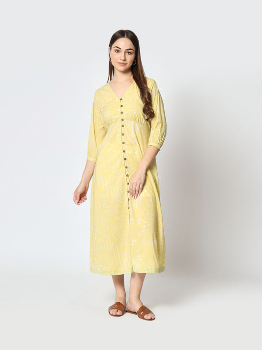 Lime Green 'Sitaare' Button Down Dress