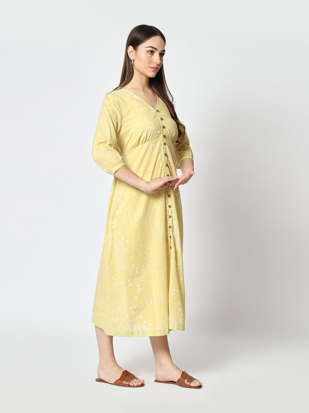 Lime Green 'Sitaare' Button Down Dress