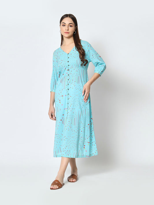 Multicolor 'Sitaare' Button Down Dress