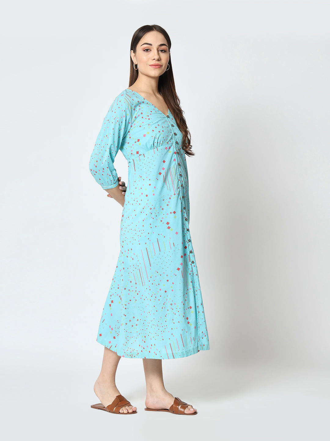 Multicolor 'Sitaare' Button Down Dress