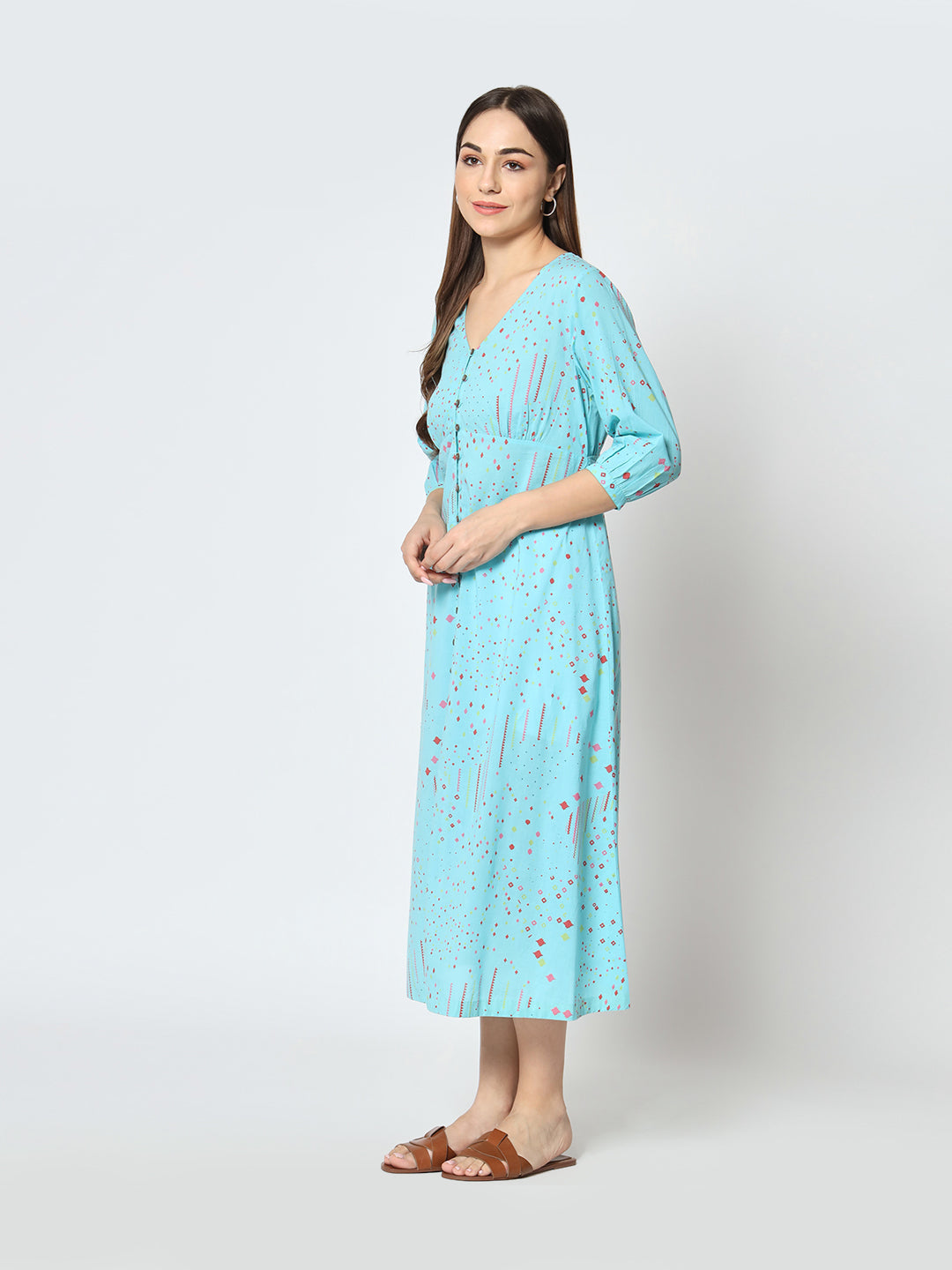 Multicolor 'Sitaare' Button Down Dress