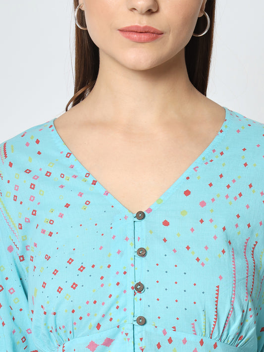 Multicolor 'Sitaare' Button Down Dress