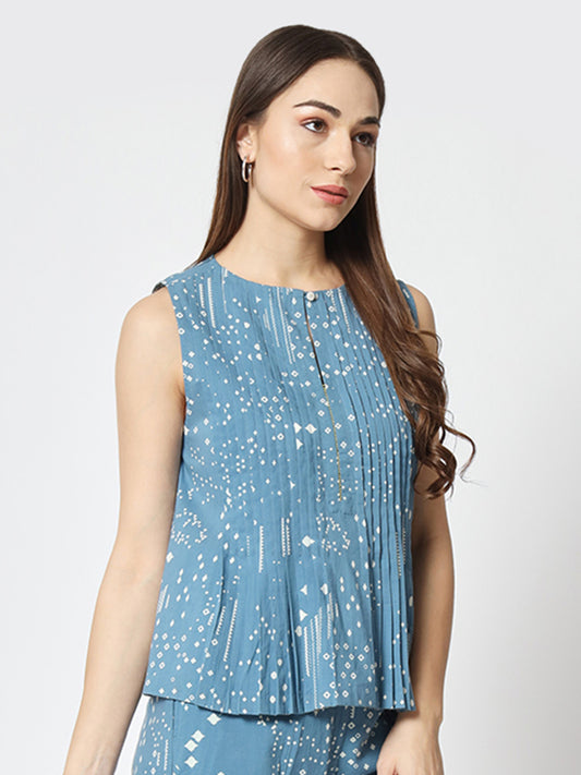 Indigo 'Sitaare' Pleat Top