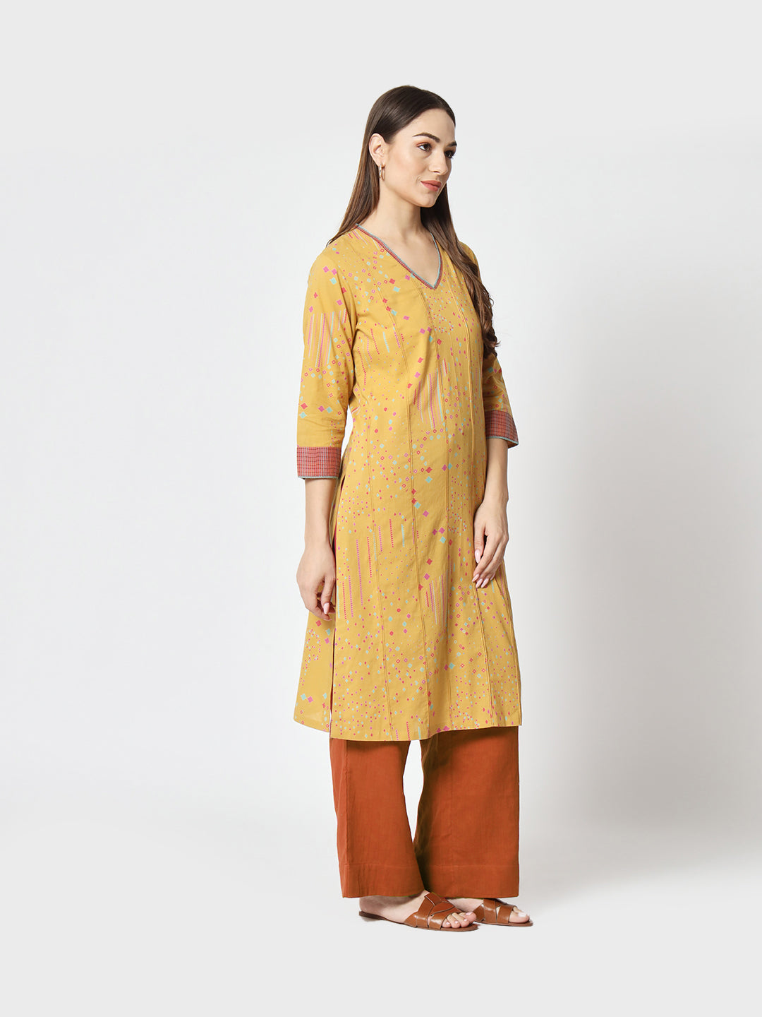 Mustard 'Sitaare' Straight Kurta