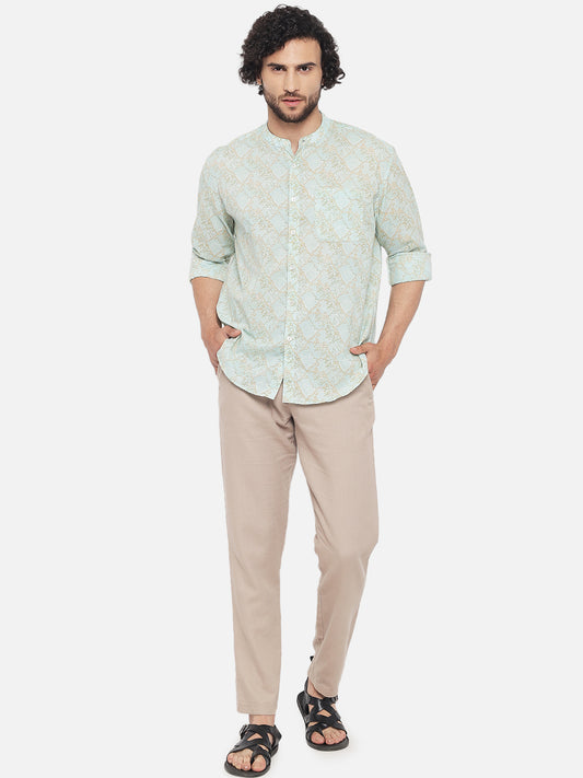 Pastel Blue ' Marine Drift ' Printed Shirt