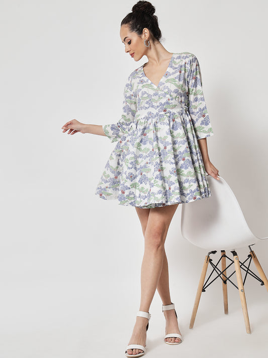 Cotton Printed ' Baadal ' Wrap Dress