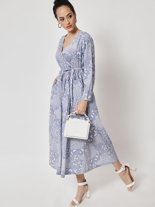 Cotton Printed ' Jharoka ' Wrap Dress