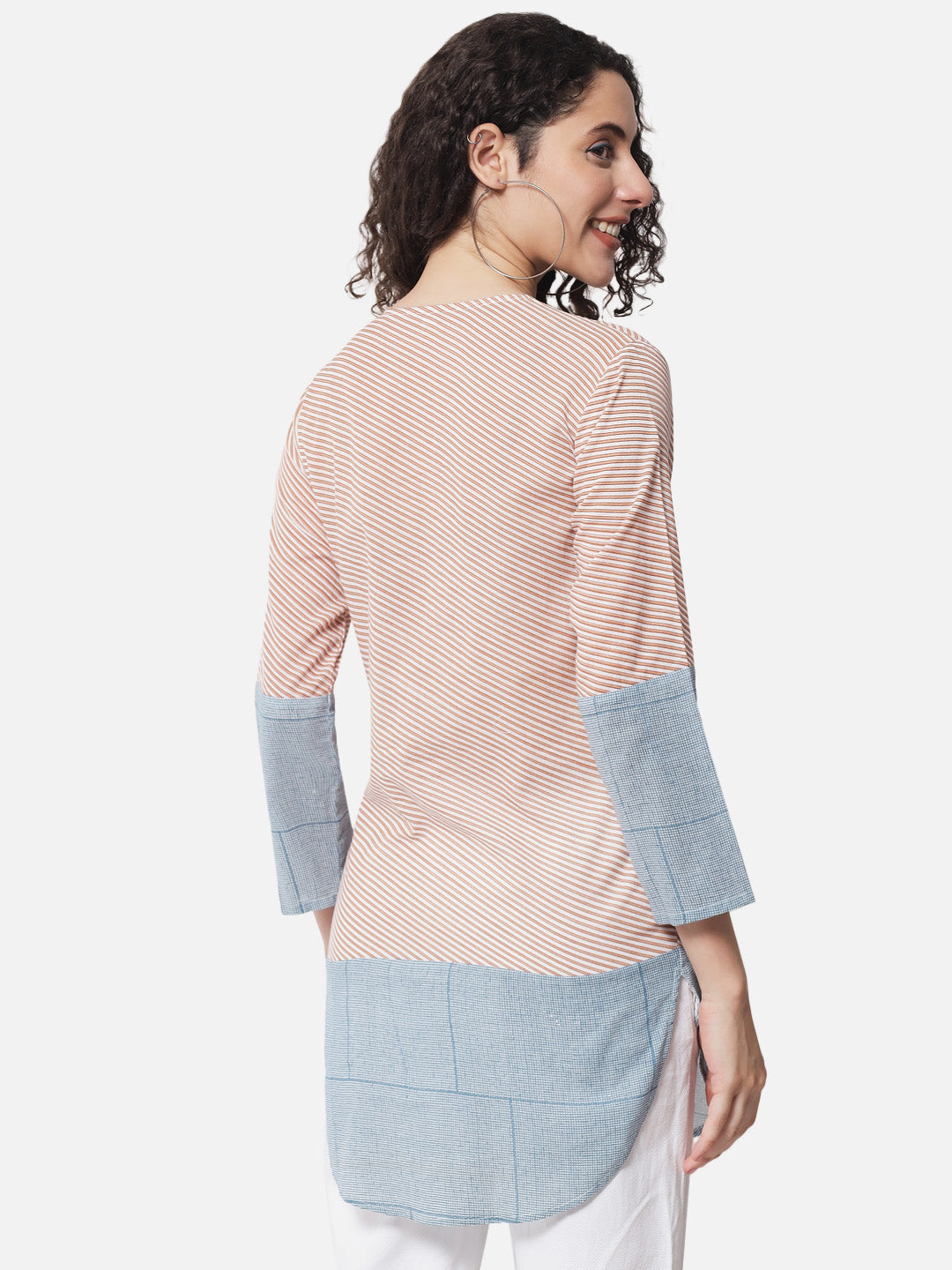 Cotton Printed Stipes Long Shirt