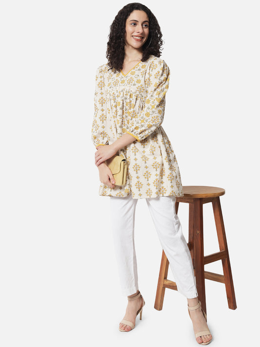 Cotton Printed Gathered Tunic