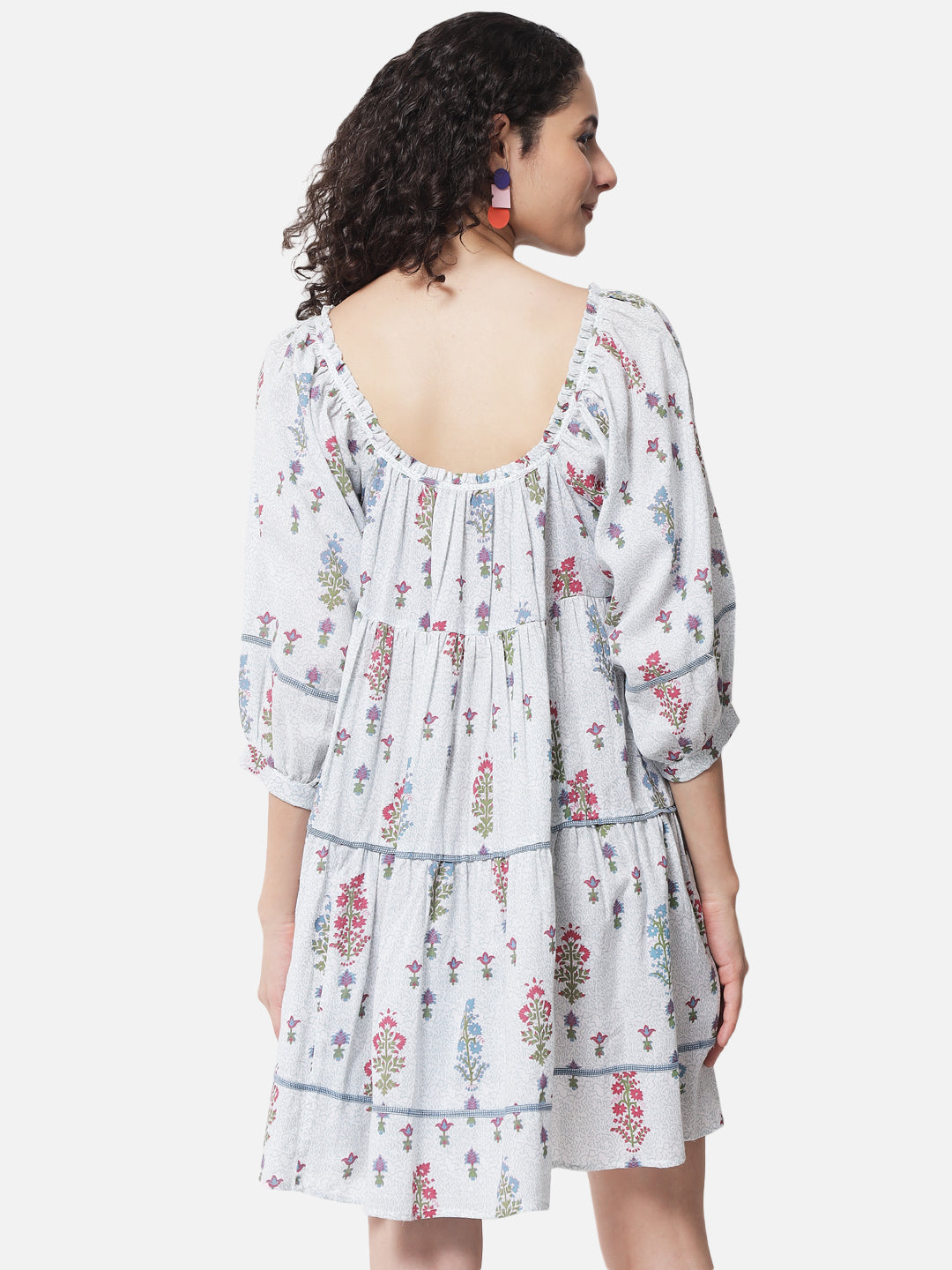Cotton Printed Tiered Skater Dress