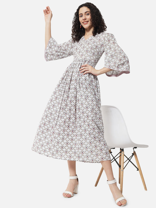 Cotton Printed Tiered Dress