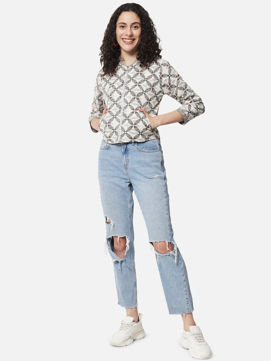 Cotton Printed Bomber Jacket