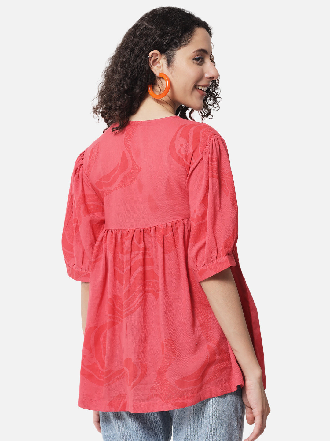 Coral ' River ' Gathered Top
