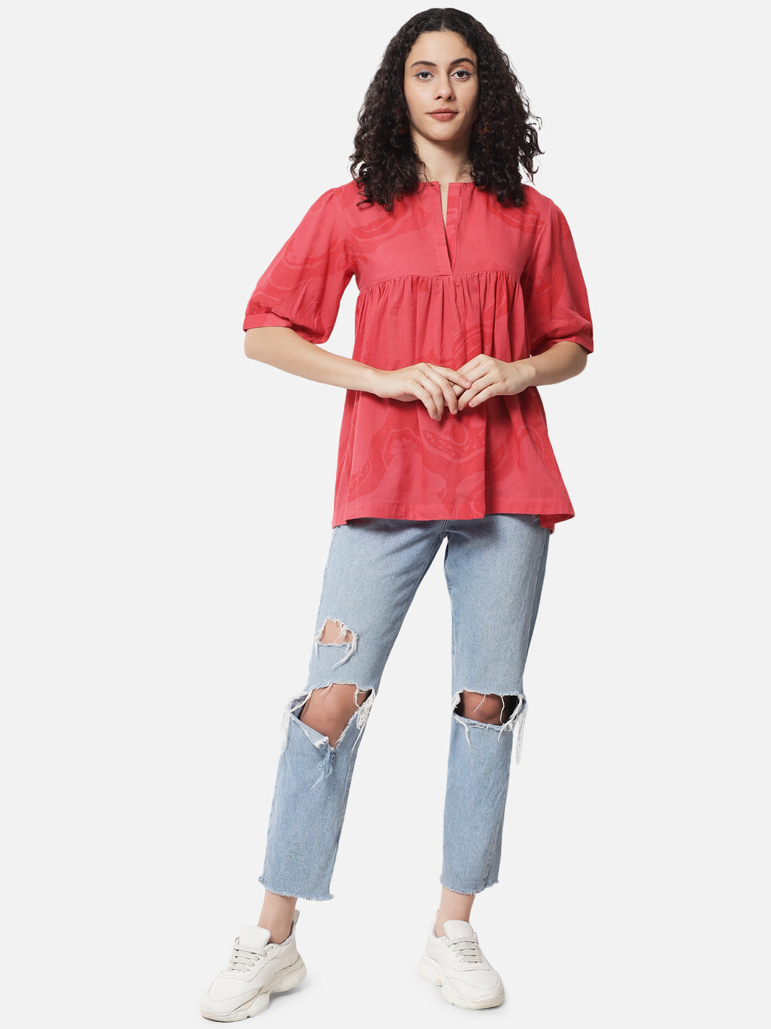 Coral ' River ' Gathered Top