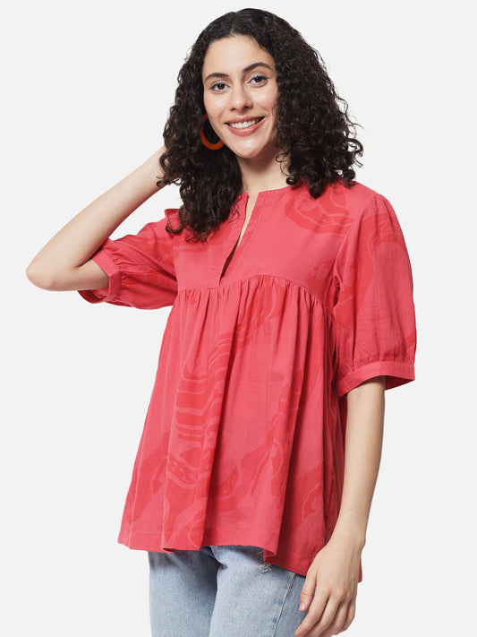 Coral ' River ' Gathered Top