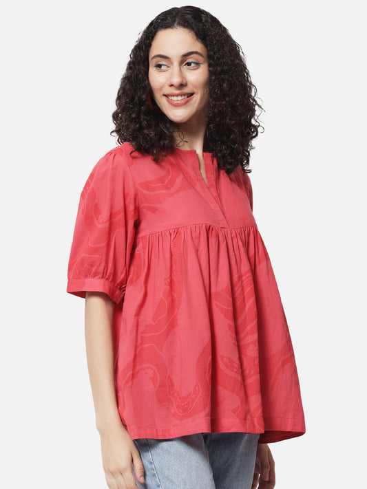 Coral ' River ' Gathered Top