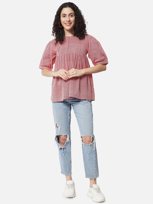 Cotton Printed Gathered Top