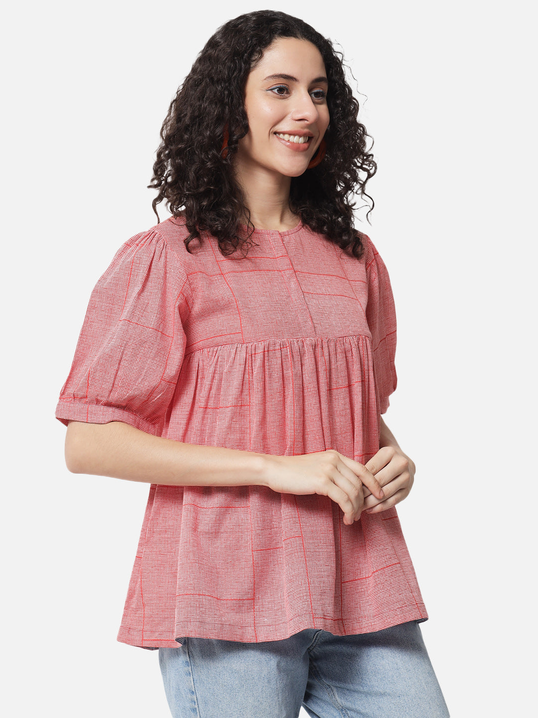 Cotton Printed Gathered Top