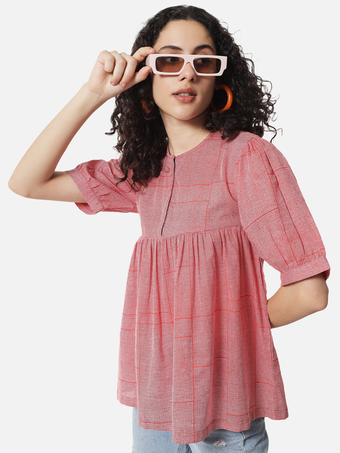 Cotton Printed Gathered Top