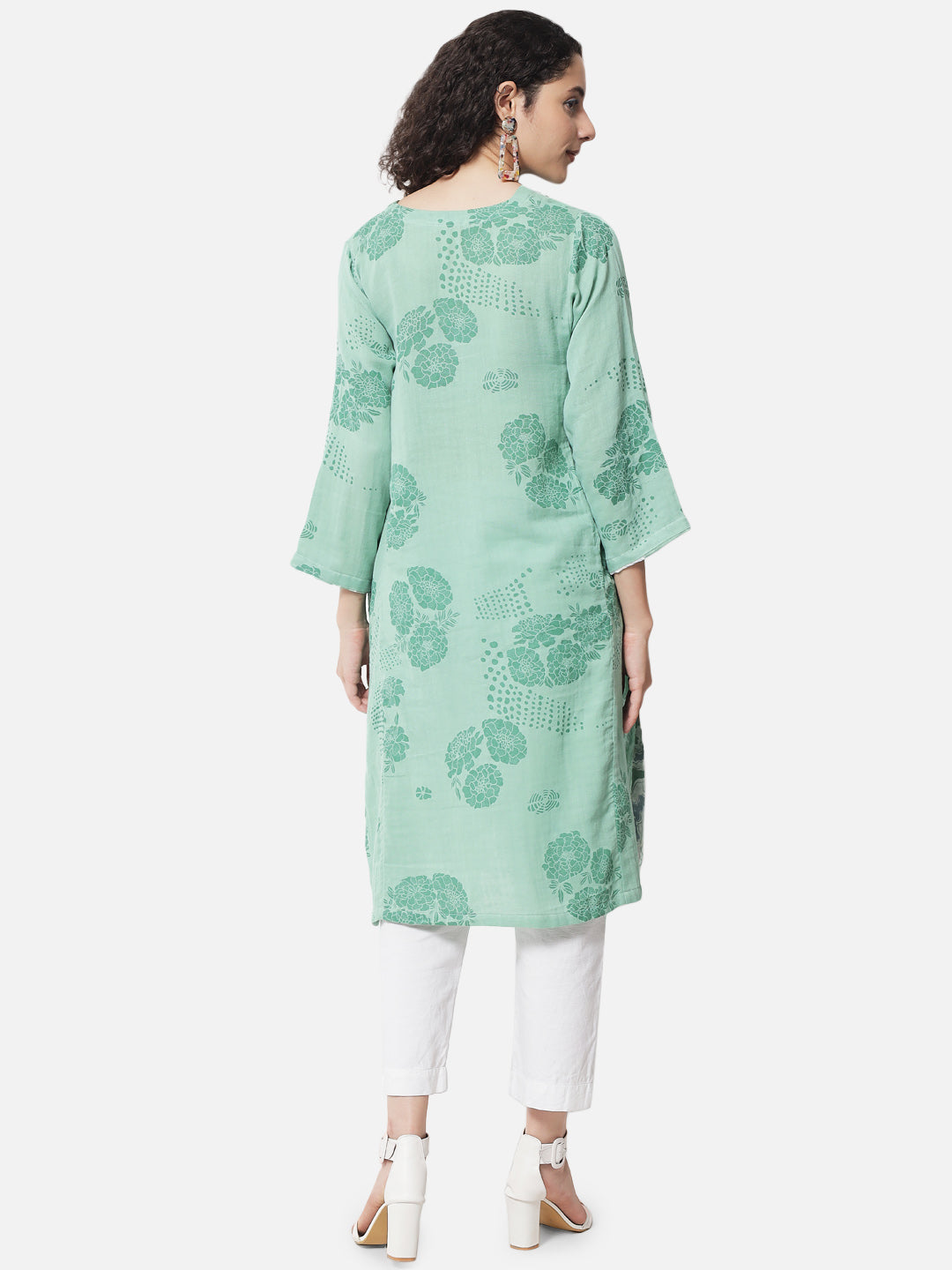 Cotton Printed Sage Green ' Forest ' Kurta