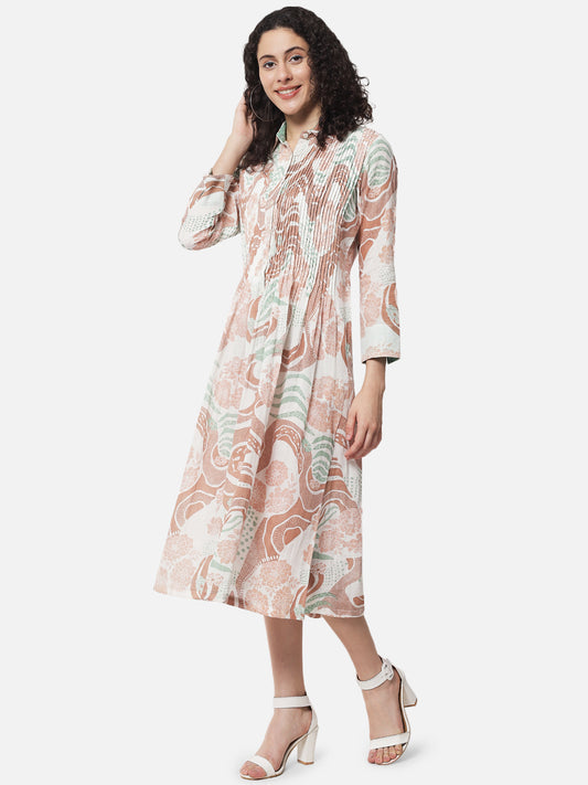 Pleated Front open ' Journey ' Dress