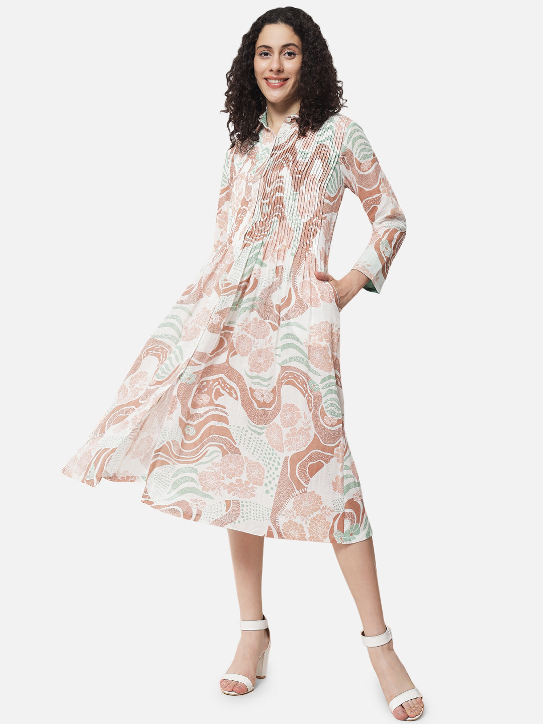 Pleated Front open ' Journey ' Dress