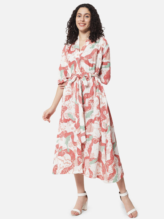 Cotton Printed ' Origin ' Wrap Dress