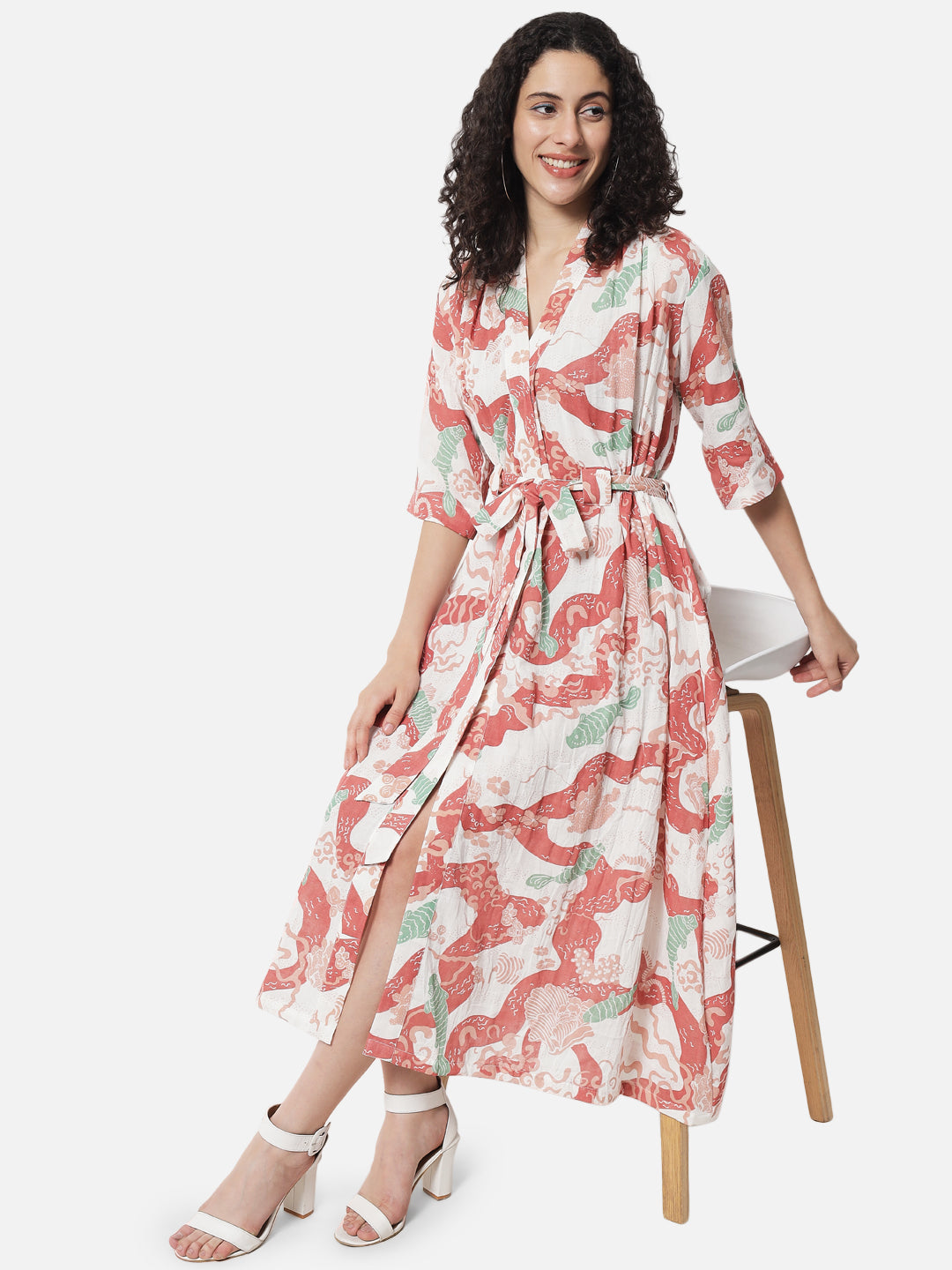 Cotton Printed ' Origin ' Wrap Dress