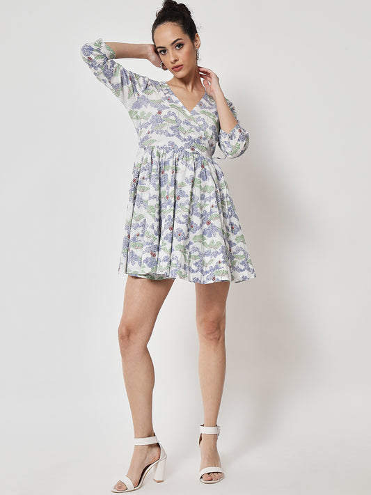 Cotton Printed ' Baadal ' Wrap Dress