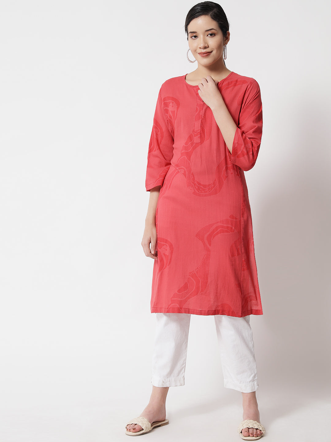 Cotton Printed ' Coral River ' Kurta