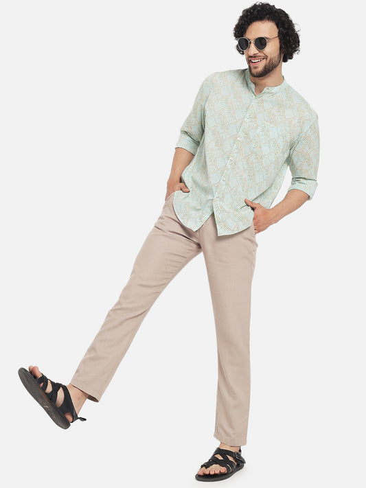 Pastel Blue ' Marine Drift ' Printed Shirt