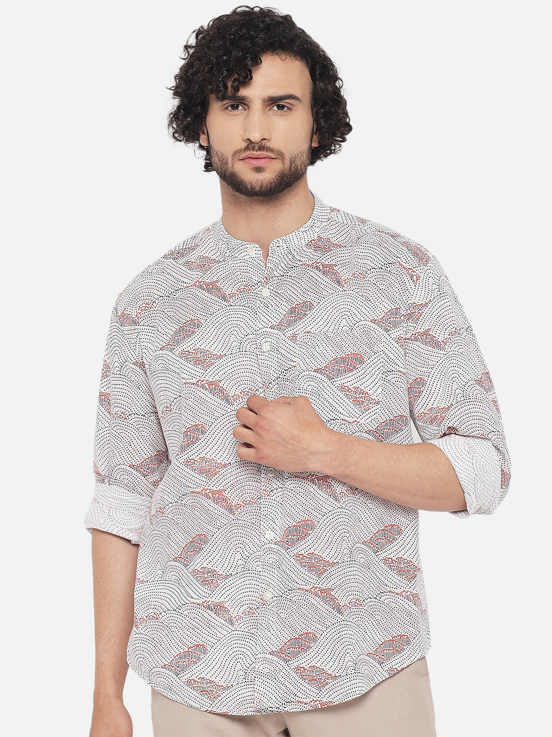 Cotton Red Blue ' Tarang ' Printed Shirt