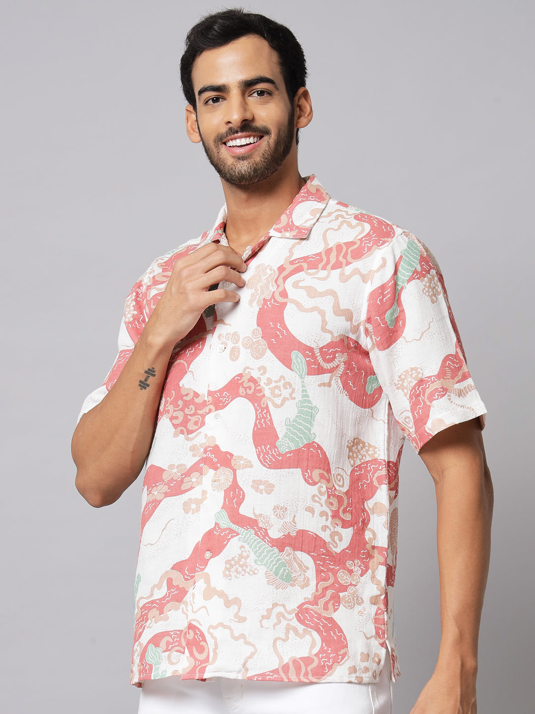 ROYAL KALBI Printed Mens Casual Cotton Shirt