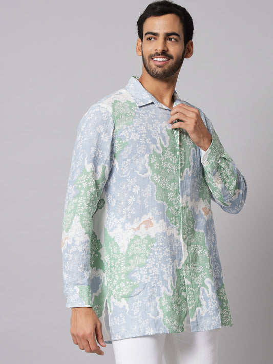 Cotton Printed ' Waterfall ' Shirt