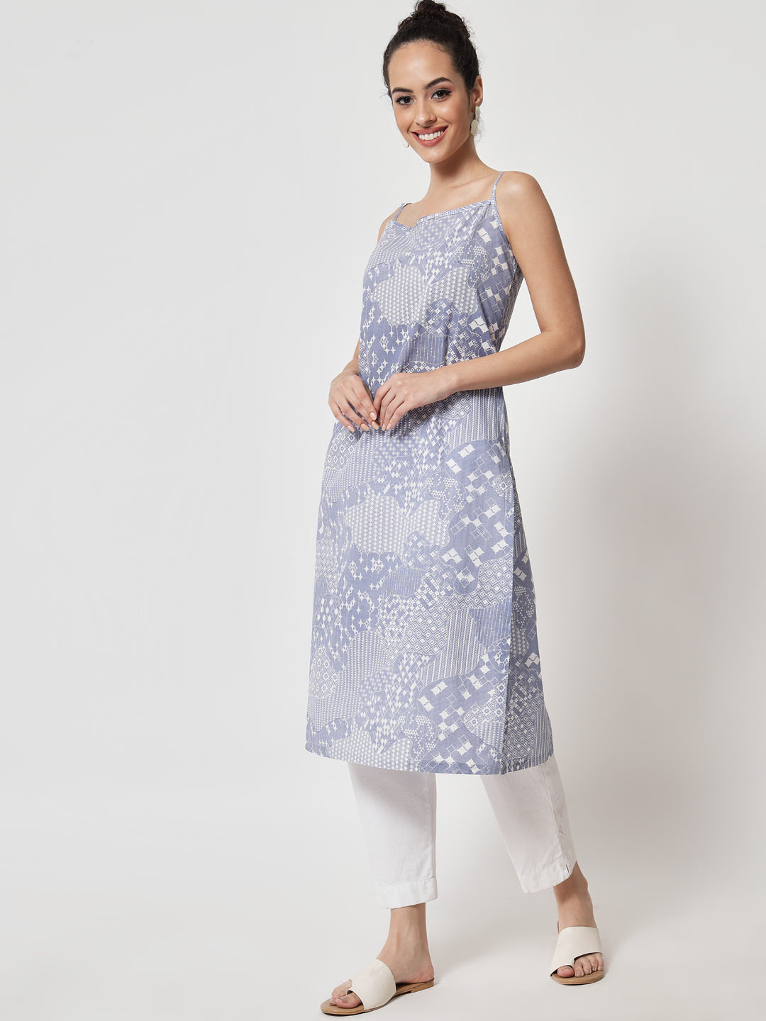 Cotton Printed ' Jharoka ' Strap Kurta