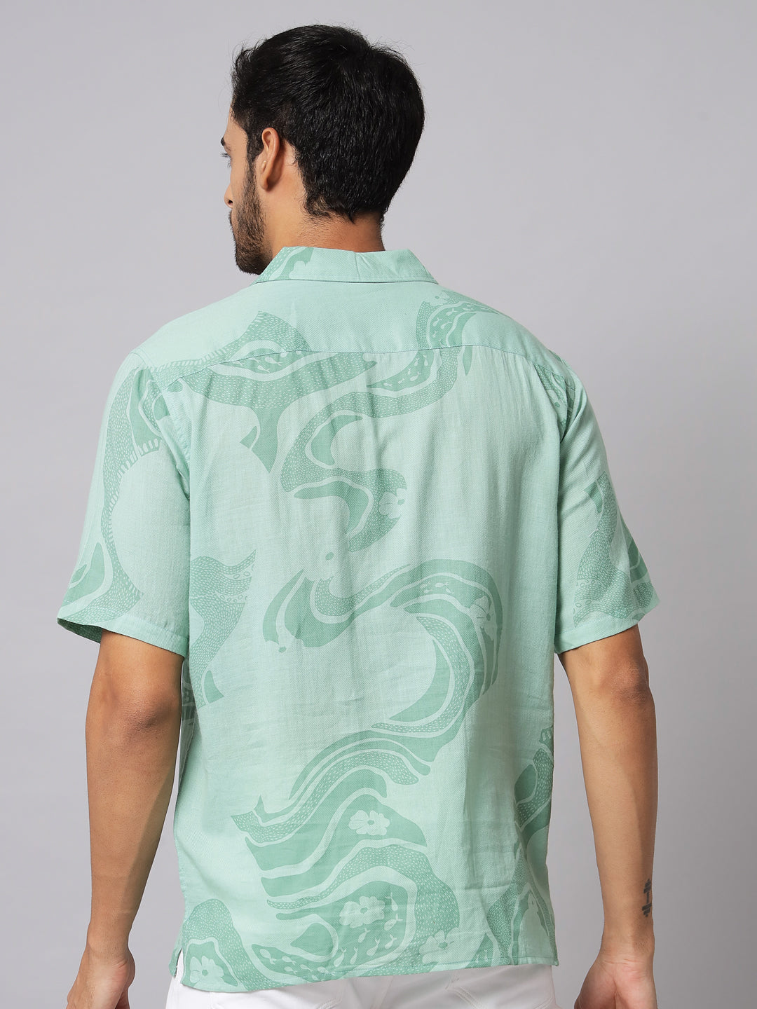 Printed Sage Green ' River ' Shirt