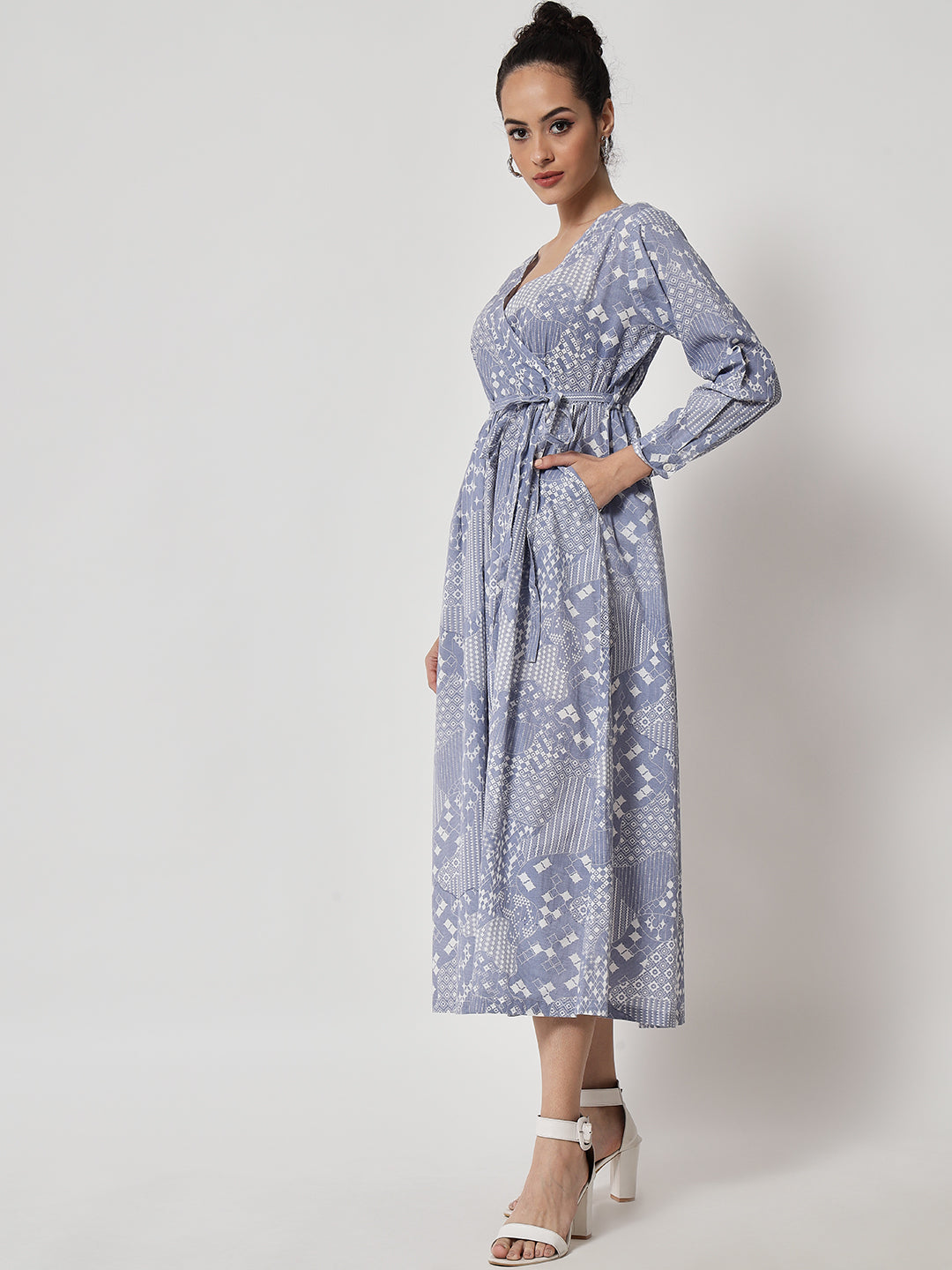 Cotton Printed ' Jharoka ' Wrap Dress