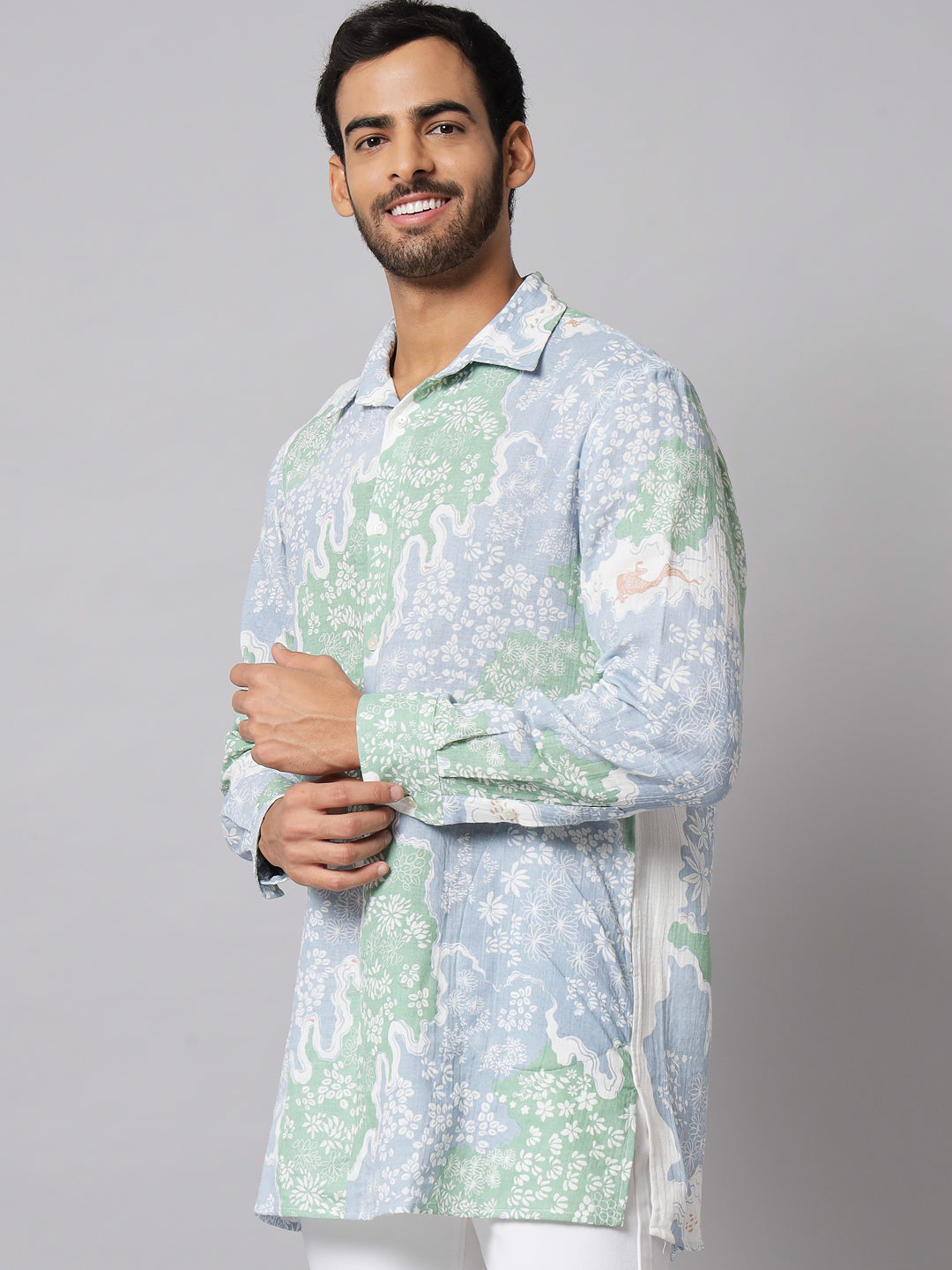 Cotton Printed ' Waterfall ' Shirt