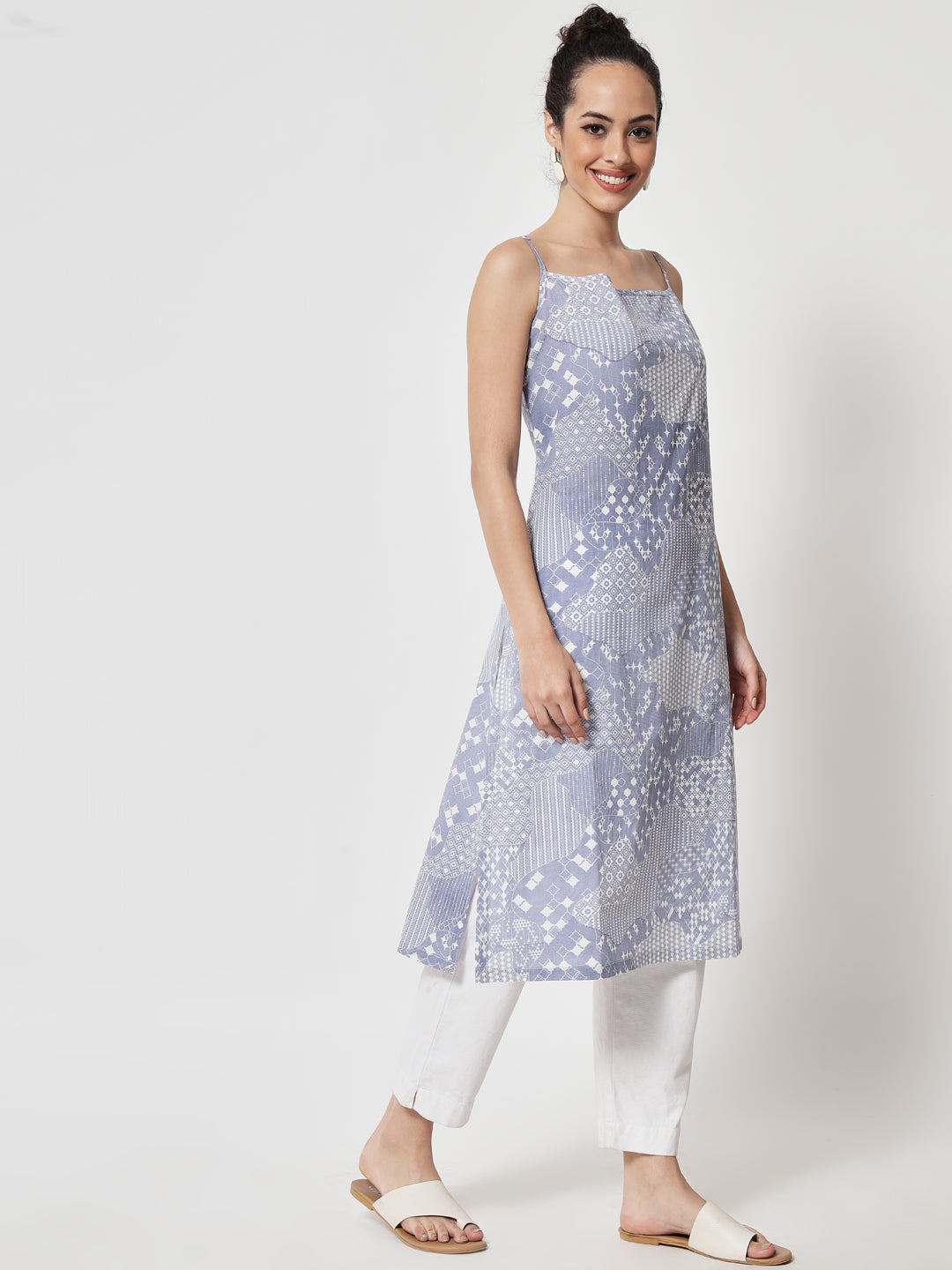 Cotton Printed ' Jharoka ' Strap Kurta