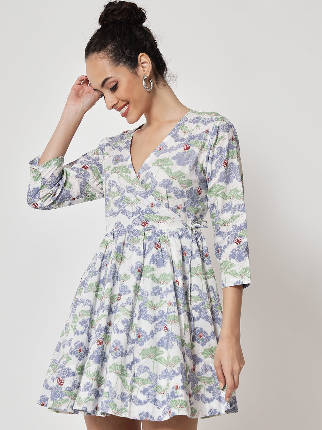 Cotton Printed ' Baadal ' Wrap Dress
