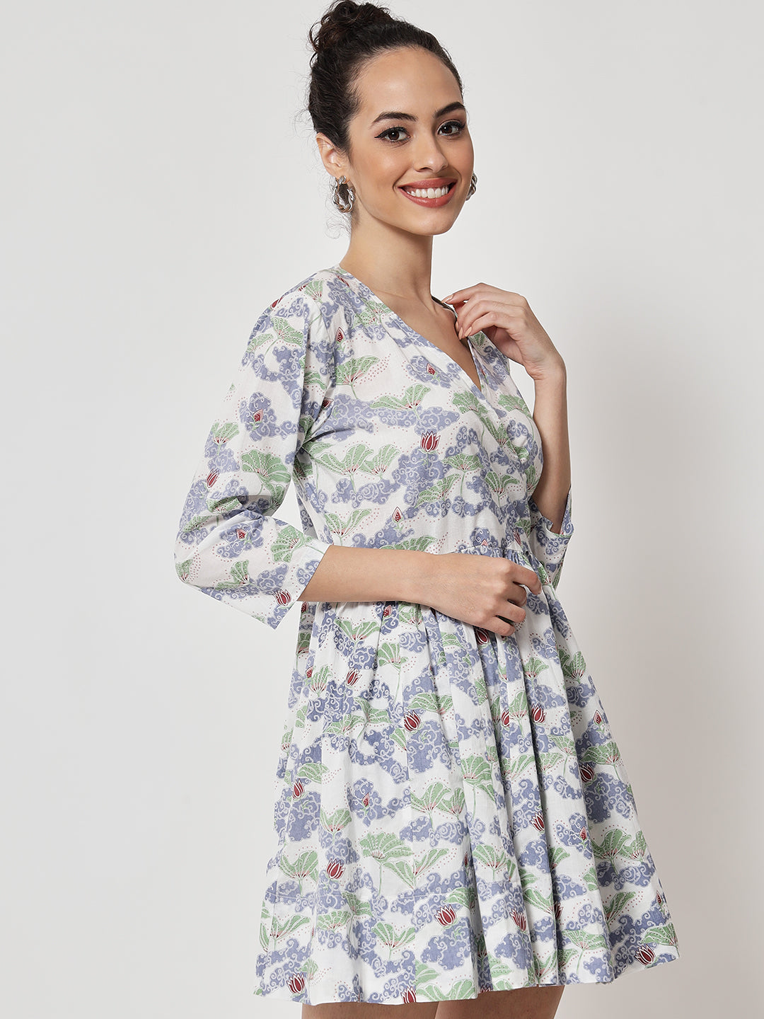 Cotton Printed ' Baadal ' Wrap Dress