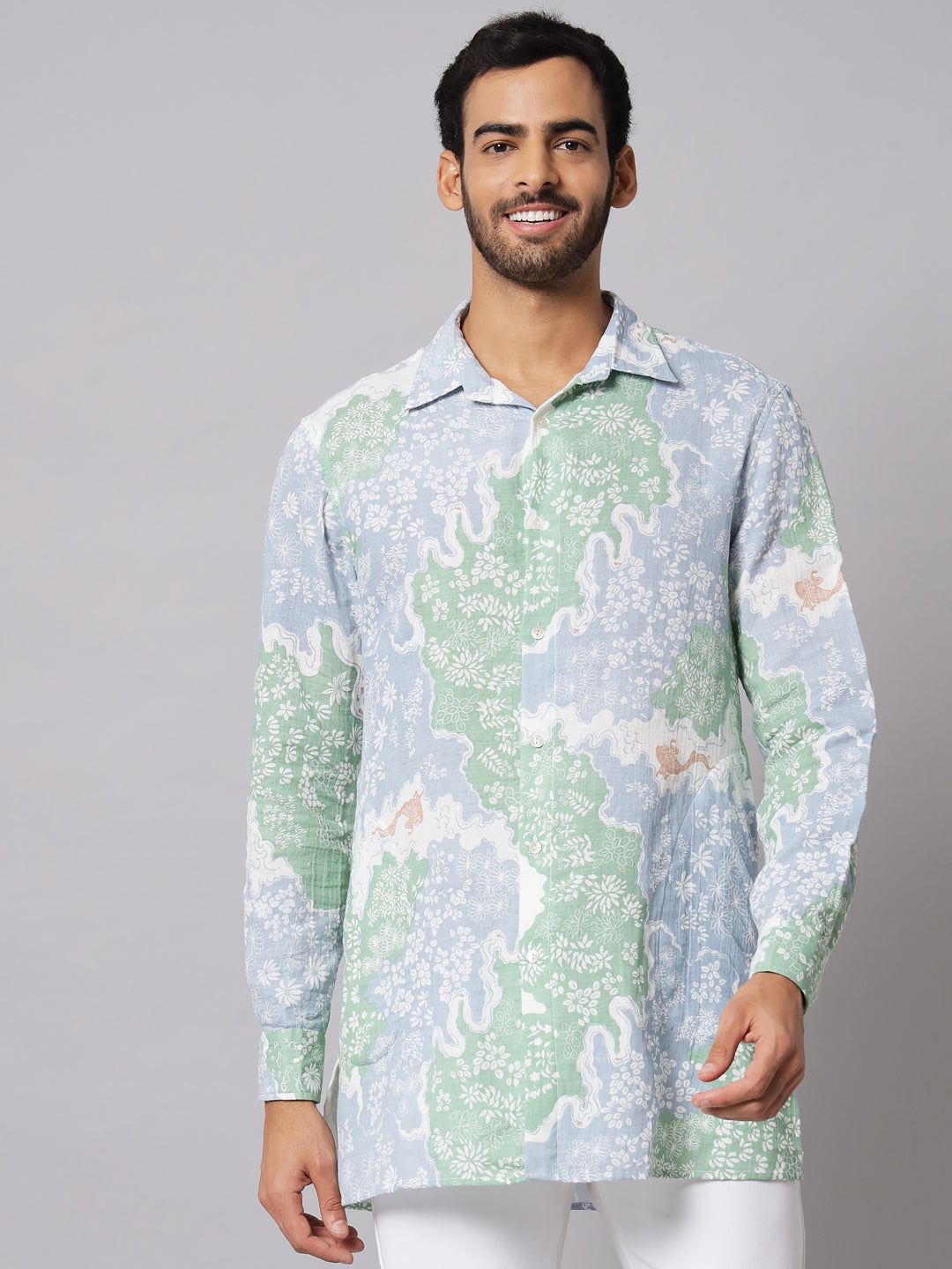 Cotton Printed ' Waterfall ' Shirt