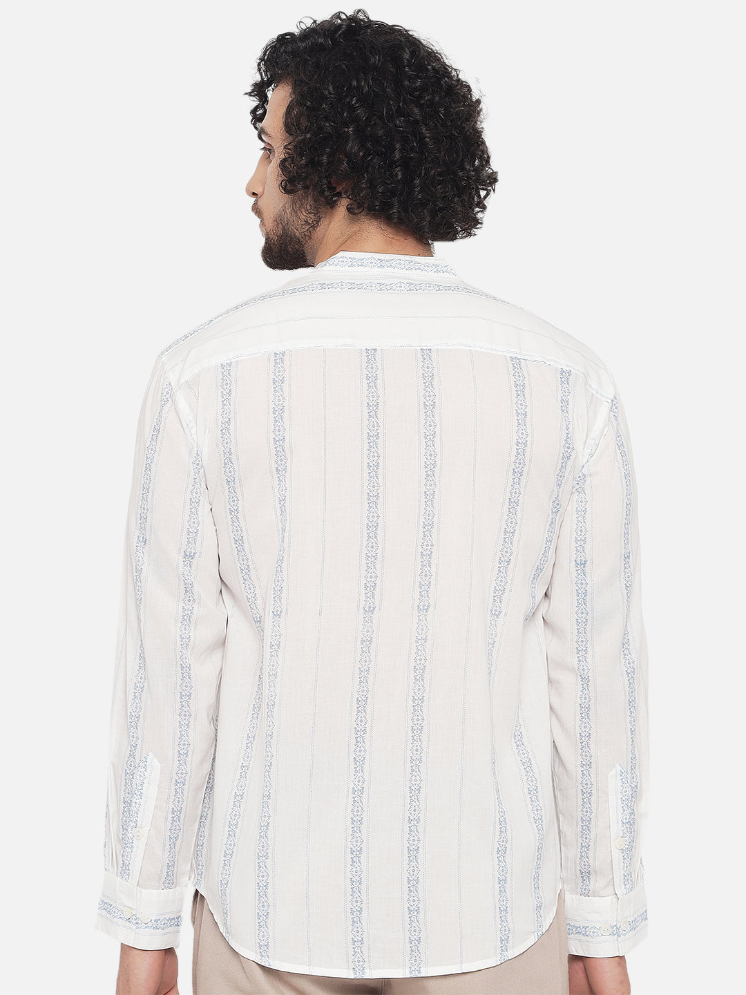 White Cotton Printed ' Rekh ' Shirt