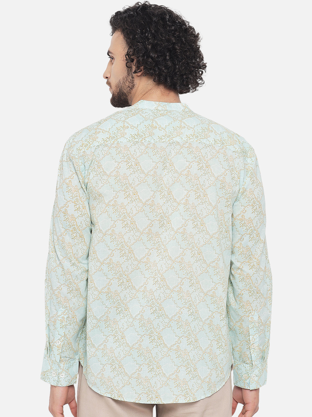 Pastel Blue ' Marine Drift ' Printed Shirt